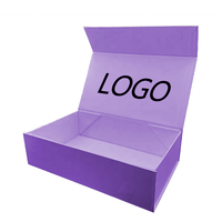 Nouveau Logo Personnalisé Luxe Cadeau Magnétique Carton Kraft Emballage Pliant Boîtes en Papier Violettes