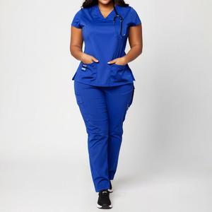OEM <strong>Plus</strong> <strong>Size</strong> Women Nurse <strong>Scrubs</strong> Uniform Stretch Short Sleeve Tops Jogger Pants <strong>Sets</strong> Custom Logo