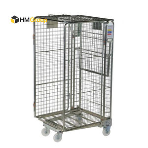 Opvouwbare Draagbare Beweegbare Zink Staal Inklapbare Magazijn Draadgaas Rolkooi Trolleys - Product Image 2