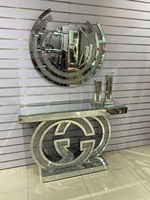 Table Console avec mur miroir et cadre en verre argenté, vente en gros d'usine,