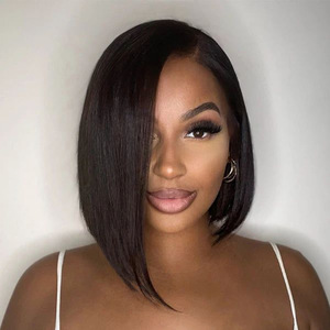 Vente en gros directe OEM ODM Usine source Perruque bordeaux pour femme, cheveux longs raides avec raie au milieu, coupe bob allongée - Product Image 4