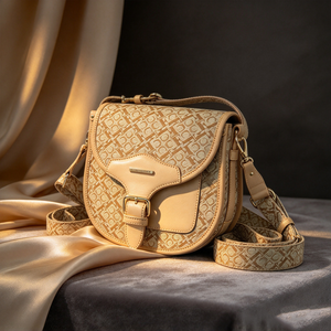Sac à bandoulière vintage en tissu imprimé pour femme avec rabat à boucle en cuir et large sangle détachable – Sac à main bandoulière pour femme - Product Image 1