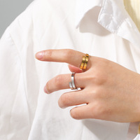 Großhandel Mode 18 Karat vergoldet benutzer definierte Gravur Name Blank Ring Edelstahl Stapelbare verstellbare Ringe für Frauen Männer
