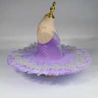 Robe de tutu de ballet romantique pour enfants, cousue à la main, jupe de spectacle, violet lilas, tenue de danse classique