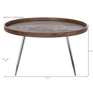 Table basse en acier MDF Dimensions 78x78x41,5cm Marron - Product Image 1