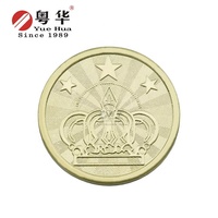 Pièce de jeton de jeu en acier inoxydable doré motif couronne de pièce de monnaie en laiton de 1.85mm d'épaisseur pour machine à laver