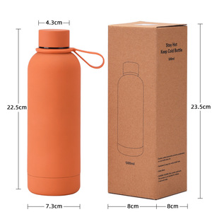500ml Stainless Steel Insulated Cup <b>Small</b> Mouth Handle Portable Rubber Material Water Bottle Outdoor Sports Customizable Design - Product Image 2