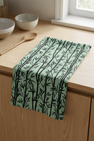 Serviettes de cuisine 100% coton, imprimé bambou Japandi, style minimaliste zen, 40x60cm
