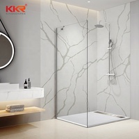 KKR Usine personnalisée Hôtel Villa Appartement Salle de bain Accessoires Murs Pierre Douche Surround Gris Blanc Marbre Douche Panneau mural