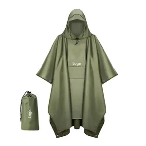 Hooded Rain Poncho Waterproof Raincoat Jacket For Men Women Adults