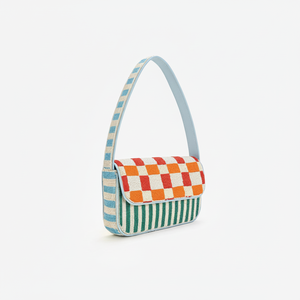 Sac personnalisable de forme carrée léger, traditionnellement brodé à la main avec des perles et des broderies colorées - Product Image 1