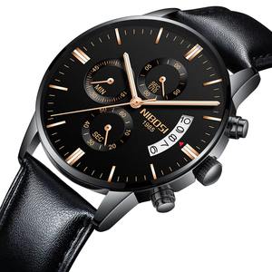 นาฬิกาควอตซ์โครโนกราฟสำหรับผู้ชายแบรนด์หรู2309หน้าปัดทองทำจากคริสตัล - Product Image 4