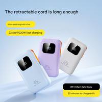 Mini chargeur portable PD22.5W câble d'extension extra long à charge rapide 10000mah batterie externe avec câble rétractable à affichage LED