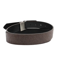 Ceinture pour homme en cuir PU de haute qualité, motif embossé élégant, sangle entière avec boucle en alliage rotative.