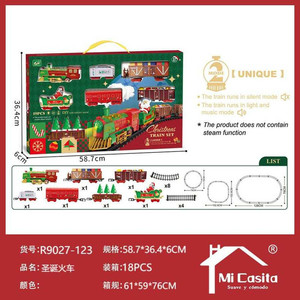 Ensemble de train de Noël 18 pièces avec lumières et musique Figurines et jouets en boîte à deux modes - Product Image 1