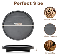 Plateau rond en bois naturel de 10 pouces, noir, fait main, plateau en bois avec bord surélevé, plateau de service pour le thé, la table à café, le salon