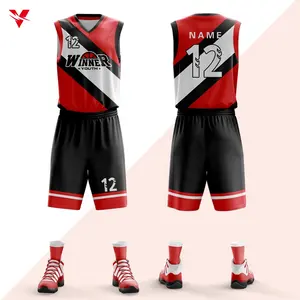 Basketball Praxis tragen oben und unten Sets Sublimation benutzer definierte personal isierte bunte rote Basketball Jersey Tackle Twill M9925