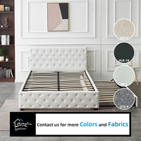 Haut de gamme moderne minimaliste atmosphère diamant grille en bois cuir double pleine reine roi taille cadre de lit lit gigogne pour chambre