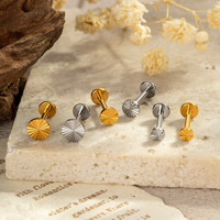 Piercing Circular de Titanio G23/F136 con Forma de Sol para Labio y Cartílago de Oreja