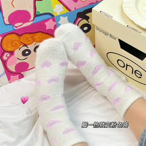 Calcetines de felpa termosensibles que cambian de color para mujer, diseño jacquard grueso, ropa para el hogar - Product Image 3