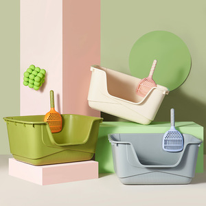 กระบะทรายแมวขนาดใหญ่ รูปทรงสี่เหลี่ยมผืนผ้า วัสดุ PP พร้อมที่ตักสำหรับแมว - Product Image 1