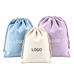 Reusable <b>Fabric</b> <b>Velvet</b> Drawstring Pouch Custom Logo <b>Velvet</b> Bag for Necklace Earring Jewelry Cosmetic Storage Pack Bag - Product Image 1