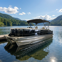 Bateau ponton en aluminium soudé certifié CE de 23 pieds (7 m) avec moteur de 150 CV, vitesse de 40-50 km/h, pour usage touristique sur lac et rivière
