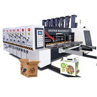 Machine de fabrication de boîtes en carton ondulé avec impression flexographique, découpe et rainurage électriques