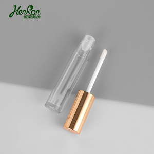 Tube de gloss rond transparent pour lèvres, logo personnalisé, tube cosmétique vide, teinte avec <span class=keywords><strong>baguette</strong></span> dorée, 4ml, pièces - Product Image 4