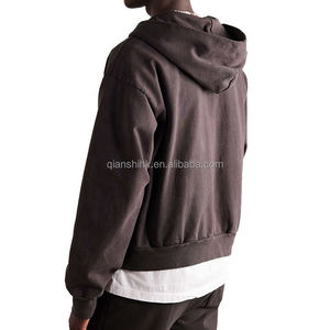 OEM Vente en gros en vrac Sweat à capuche zippé vierge en coton Sweat à capuche zippé épais et court pour hommes Fabricants de sweats à capuche zippés surdimensionnés personnalisés - Product Image 2