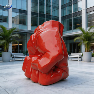 Fiberglass Red Fist Sculpture Life Size Custom Art Decor Hand-painted Durable Club Entrance - Product Image 4