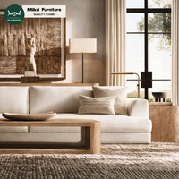 Ensemble de canapés italiens haut de gamme pour salon d'appartement, avec housse ajustée, accoudoirs larges, canapé en tissu et structure en bois massif