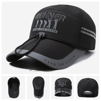 Casquette de baseball 6 panneaux 100 % polyester à séchage rapide, protection UV, réfléchissante, avec sangle de menton réglable, pour sports de plein air, toutes saisons