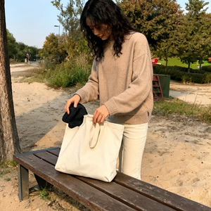 Bán buôn tùy chỉnh in logo giá rẻ tái sử dụng Túi mua sắm Đồng bằng màu trắng trống bông vải tote túi với tùy chỉnh - Product Image 4