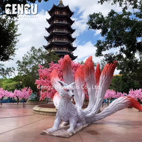 Animal animatronique de taille réelle simulé de renard à neuf queues pour le parc naturel