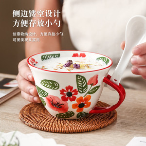 Tasses à petit-déjeuner peintes à la main en gros, tasses à café créatives, gobelets à eau domestiques avec cuillères, tasses en céramique de haute qualité - Product Image 3