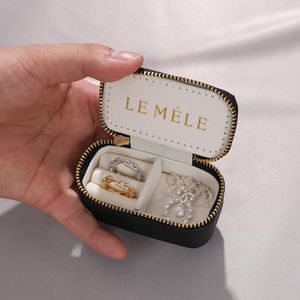 New Design Custom Logo <b>Small</b> Travel Jewelry <b>Box</b> Lady PU Leather Zipper Closure Earring Storage <b>Box</b> Travel Jewelry Organizer - Product Image 3