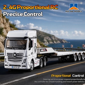 Camion tracteur à plateau RC 2,4 G à double vitesse SJY-9900 – Direction entièrement proportionnelle avec remorque et supports, simulation de son et de lumière - Product Image 5