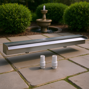 Déversoir en acier inoxydable de 150 cm avec connecteur de tuyau pour fontaine de jardin, utilisation extérieure - Product Image 2