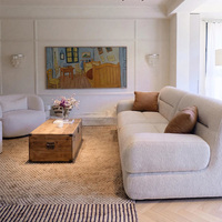 Aménagement intérieur d'appartement spacieux : personnalisation complète de la maison, ensemble de canapés pour grande pièce, table basse et disposition.