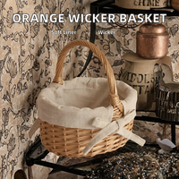 PP Plastic Wicker Moderne Ronde Handgeweven Eco-vriendelijke Multifunctionele Opbergmand voor Huis Keuken Slaapkamer Oranje