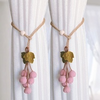 Sangle de fixation de rideau moderne, nouvelle, simple, en coton et lin, faite à la main, 45 cm, avec boule et pendentif fleur décoratif