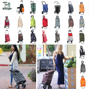 Chariot de Courses Pliant Noir Portable sur Mesure avec Sac pour Bagages et 2 Roues - Product Image 2