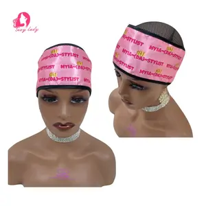 Ikat Kepala Satin Logo Kustom Syal Tepi Pembungkus Cocok Bonnet Anda untuk Ekstensi Rambut Bisnis Sutra Bungkus Tepi untuk Wig Mencair