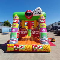 Circuito de Obstáculos Inflable de Grado Comercial, Casa de Brinco con Tobogán para Niños, Lona de PVC de 0.55 mm, Capacidad de 1000 kg, Portátil, para Fiestas al Aire Libre