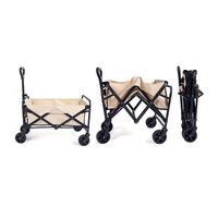 Chariot de jardin pliable d'extérieur 2026 avec frein et roues – Chariot de camping pliant et poussette
