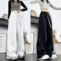 Pantalon de survêtement unisexe automne, coupe droite ample, doublure polaire épaisse, grande taille, décontracté, pour le sport