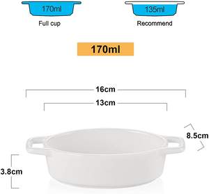 <span class=keywords><strong>Plat</strong></span> à soufflé en céramique 6 oz crème brûlée ramequins ovales à double poignée allant au four pour la cuisson, la crème glacée, les tartes au poulet - Product Image 2