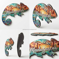 Aimant de réfrigérateur 3D personnalisé en forme de caméléon de Madagascar, collection de souvenirs magnétiques décoratifs à thème animalier pour la vente en gros