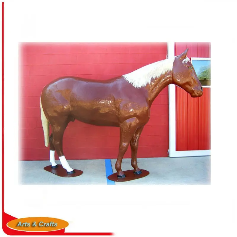 סין מפעל מכירה חיים גודל פיברגלס Polyresin סוסים פסל